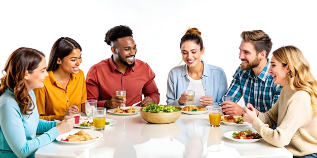 Szczęśliwy posiłek przy stole